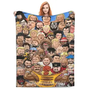 Hulk Hogan & WWE Legends Plush Blanket Soft Wrestling Throw for Man Cave Cozy Fan Gift Home Decor Birthday Christmas Father's Day Gift---Warm Haven Textiles