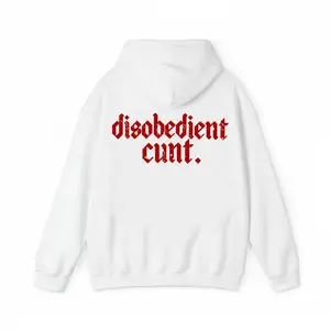 Unisex Cotton-Polyester Fabric Fashion Pullover Graphic Hoodie - "Disobedient-Cult" Statement Top, Comfortable Menswear Gift