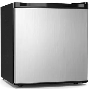 Electactic Compact Refrigerator Mini Fridge with Freezer, Single Reversible Door, Dorm Fridge, Removable Glass Shelf, Defrost Button, for Bedroom, Office, Garage, 1.4 Cu. Ft, Black