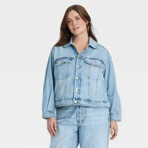 Women's Studded Denim Trucker Jacket - Universal Thread