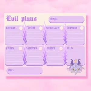 Evil Plans Weekly Planner - Office Stationery - Notebooks & Paper - 30 Pages