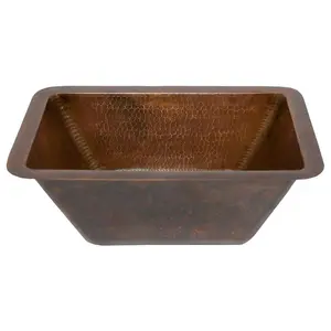 17" Rectangle Hammered Copper Bathroom Sink