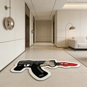 Hardcore gun blade shaped carpet, thickened anti slip flocking material, trendy entrance decoration pad, balcony atmosphere foot pad, niche dark style home shaped floor mat