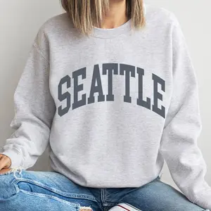 Seattle Sweatshirt Faded Vintage Aesthetic Seattle WA Crewneck Varsity Style gift for him gift for her Cozy Trendy State Unisex Sweatshirt LNVSF
