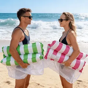 2PCS Adult Inflatable Water Hammock Lounge Chair, Pool Float Chairs - Durable PVC Material, Foldable Striped Inflatable Pool Floating Pad, Suitable for Pool Parties and Summer Gifts, Pool Floaters