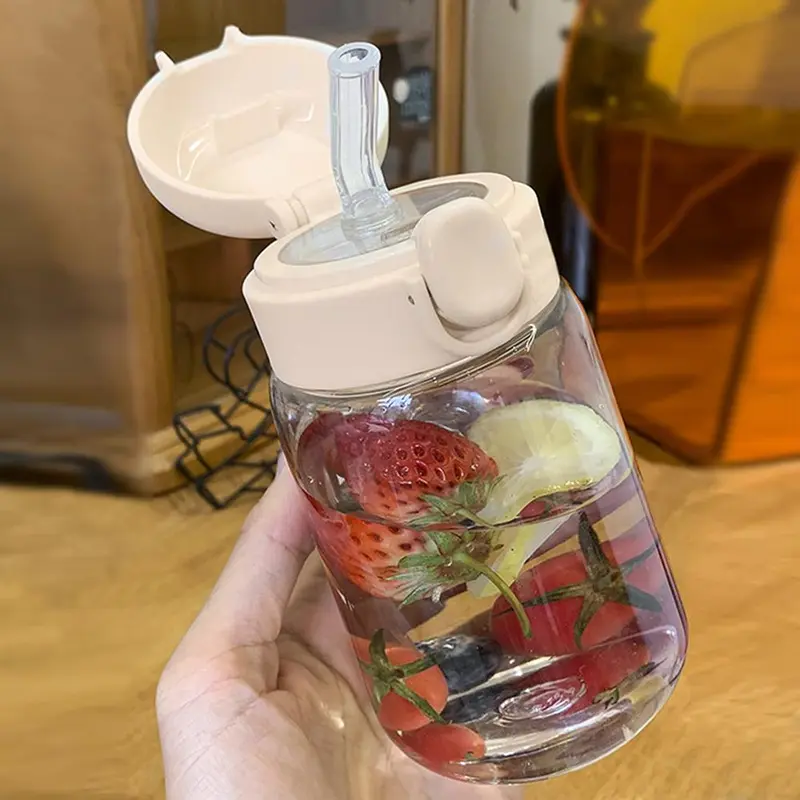 Clear Plastic Water Bottle, Reusable Water Bottles, Water Tumbler, Clear Water Tumblers, Bounce Water Cup with Lid, Drinkware, Drinking Cup for Home Office School, Portable Drink Container