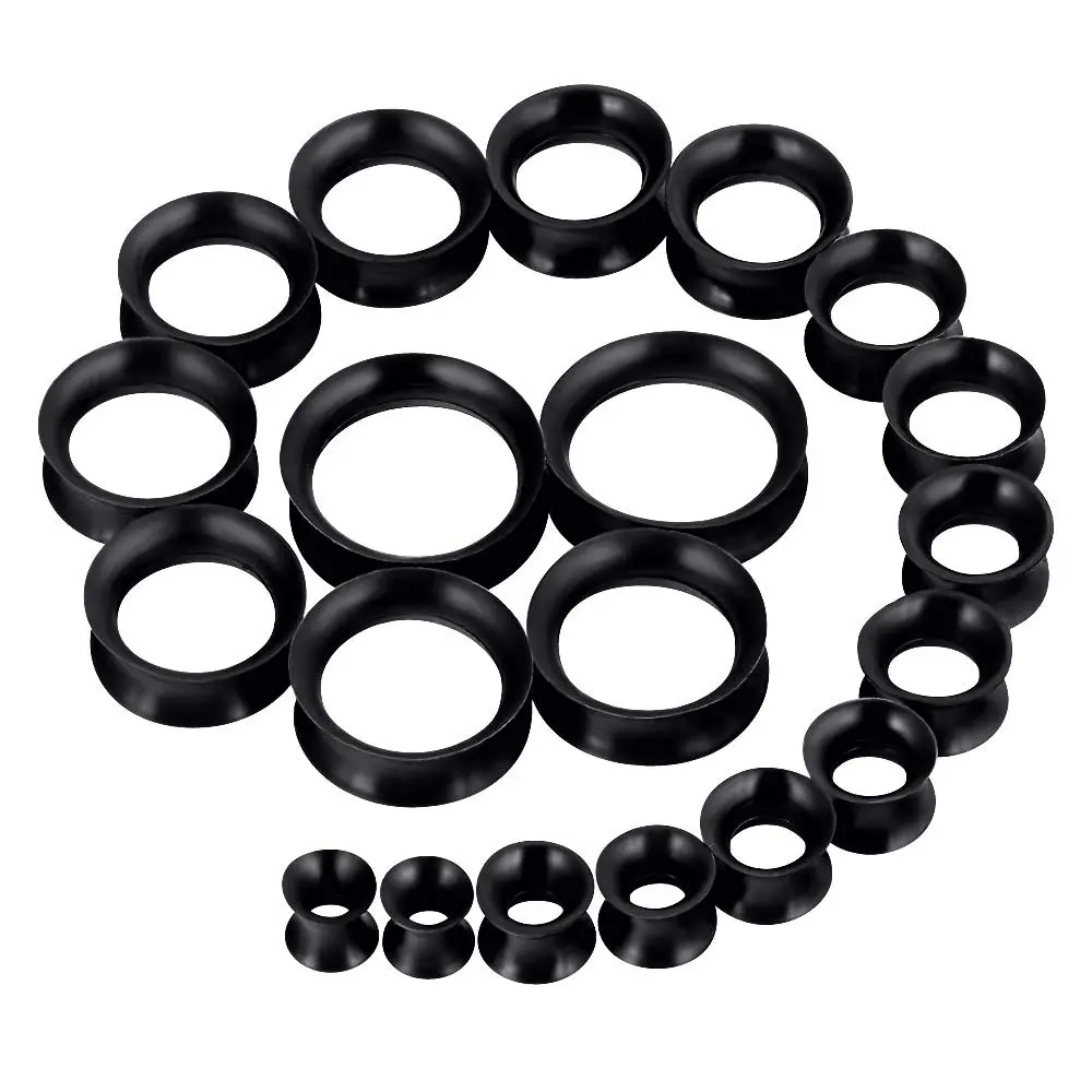 20Pcs Tunnels Kit 2g-1" Silicone Ear Skin Gauges Plugs Ear Expander Stretching Set,Summervibes