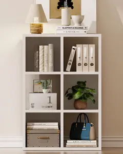 COMHOMA 6 Wood Cube Storage Organizer with Open Back and Removable Back Panels, 11In White Cube Storage Bookshelf, Cubicle Shelf Bookcase for Home Office Bedroom Living Room