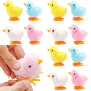 Stuffed Plush Super Soft Fluffy Colorful Chicken Wind-Up Toy, Set of 6/12 Pieces, Perfect for Birthday Parties, Carnivals, Celebrations, Weddings, Easter Gifts