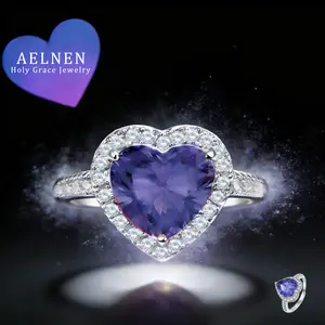 AELNEN Heart Birthstone Ring for Women, 925 Sterling Silver Zircon Jewelry -[Love You More]- Perfect Gift for Valentine’s Day, Wedding Anniversary, Birthday & Mother’s Day | For Mom & Wife