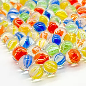 100Pcs Glass Marbles - 4 Color Mix 14mm & 16mm for Bounce Game DIY Decoration Vibrant Colors Smooth Finish Eight-Petal Design