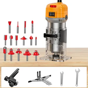 Upgraded edge trimming machine wired router, compact woodworking edge trimming router tool wired, woodworking router, suitable for woodworking slot milling and edge trimming, router power tool, gift for recipient