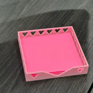 LoveNotes Post It Note Holder - Pink Heart Design Organizer for Notes and Memos