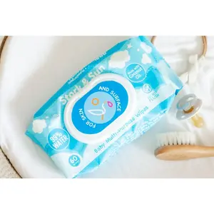 Stork & Sun Baby Wipes PFAS Free Largest 8x7 Extra Thick One-Handed Pop Top Coconut Oil Hypoallergenic Single Pack 60 Count
