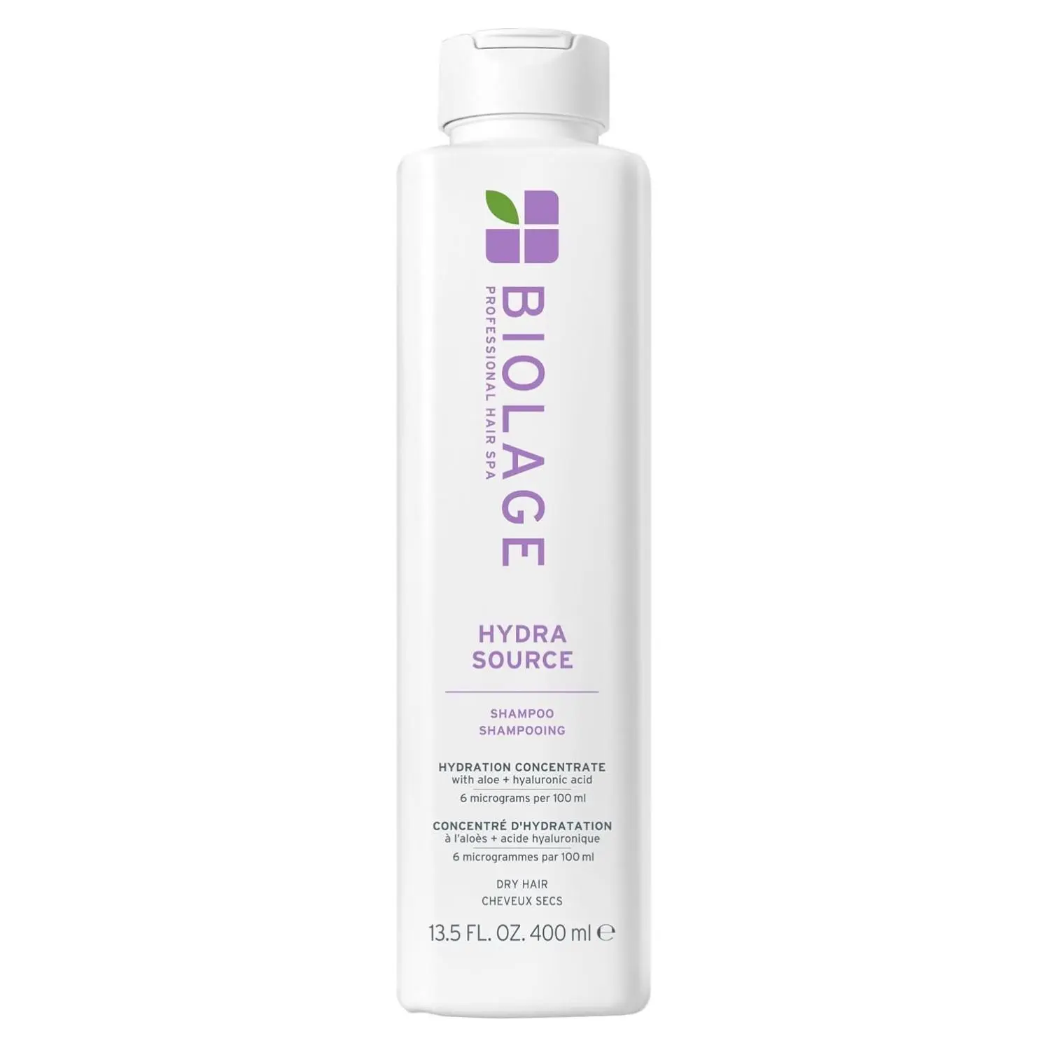 Biolage Hydra Source Shampoo with Hyaluronic Acid & Aloe, Hydrating Haircare for Dry Hair, Vegan & Unisex Cleansing Liquid, 13.5 fl oz, Moisture, Conditioning, Hair-Moisturizing, Matrix