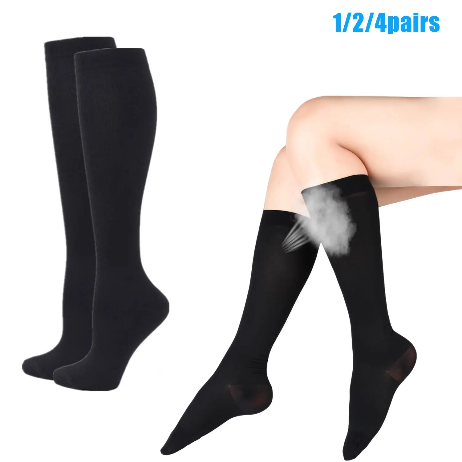 Copper Breathable Compression Socks for Men and Women, Athletic Running Socks, Sports Running Socks, Travel Compression Socks, Polyester Blend, Smooth Knitted Fabric, Ideal for Running, Yoga, Rock Climbing, Cycling