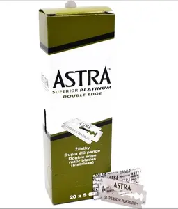 Astra Platinum Double Edge Safety Razor Shaving Blades,100 Blades (20 x 5)