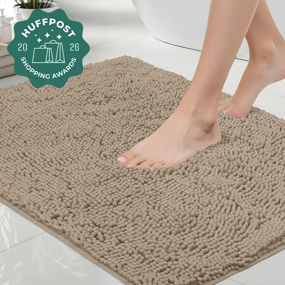 Gorilla Grip Bath Rug Mat,Thick Soft Absorbent Chenille, Rubber Backing Quick Dry Microfiber Mats, Machine Washable Rugs for Shower Floor, Bathroom Runner Bathmat Accessories Decor