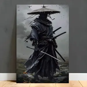 Frameless Stylish Japanese Samurai Canvas Wall Art 16x24inch 20x30inch 24x36inch Perfect for Living Room Study Bedroom Decor Artistic Artwork Print for Home Office Decor Poster - Painting