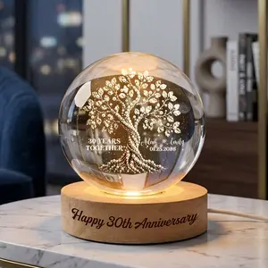 Custom Crystal Globe Keepsake, Personalized Couple Gift with Names and Date, Anniversary Wedding Gift, Romantic Memory Decoration, Sentimental Family Keepsake Gift for Him & Her