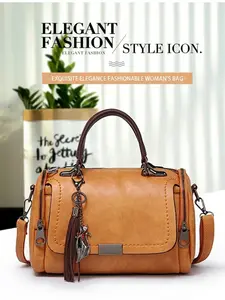 New Korean Style Retro Shoulder Crossbody Boston Pillow Bag, Women's Handbag with Fringe, Easy to Match, Fashionable Accessory