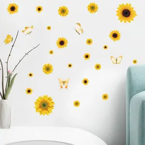 Sunflower Self-Adhesive Wall Sticker, Wall Decal, Sunflower Decoration for Bedroom Kitchen Bathroom Living Room, Decorative Gift, Wall Stickers Decor