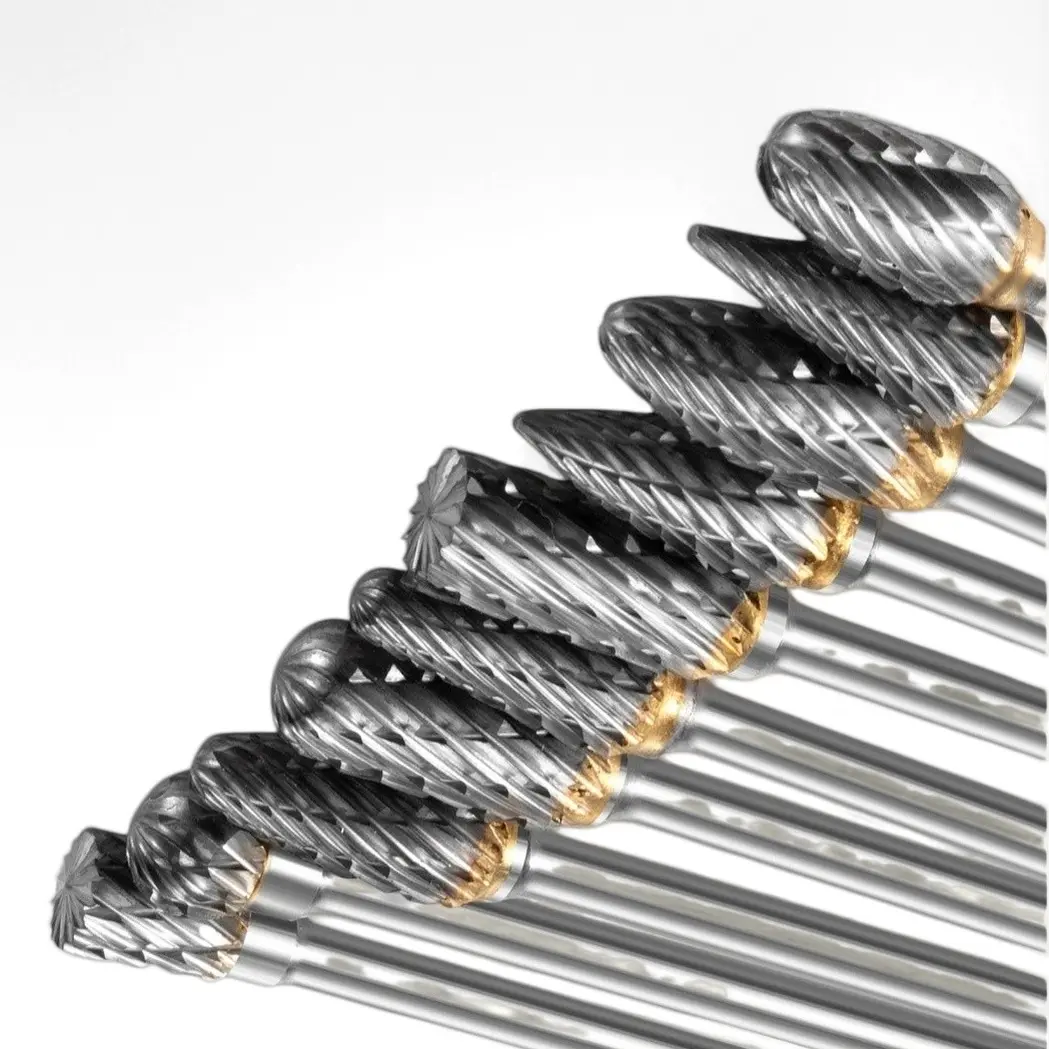 10Pcs Carbide Burr Set 1/8" Shank Double Cut Rotary File Rasp Compatible with Die Grinder for Metal Grinding Engraving Porting Cutting