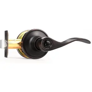 Wave Style  Door Lever Oil Rubbed Bronze Bed and Bath Handle Interior Keyless Leverset Lockset, Left/Right Handed,1 Pack