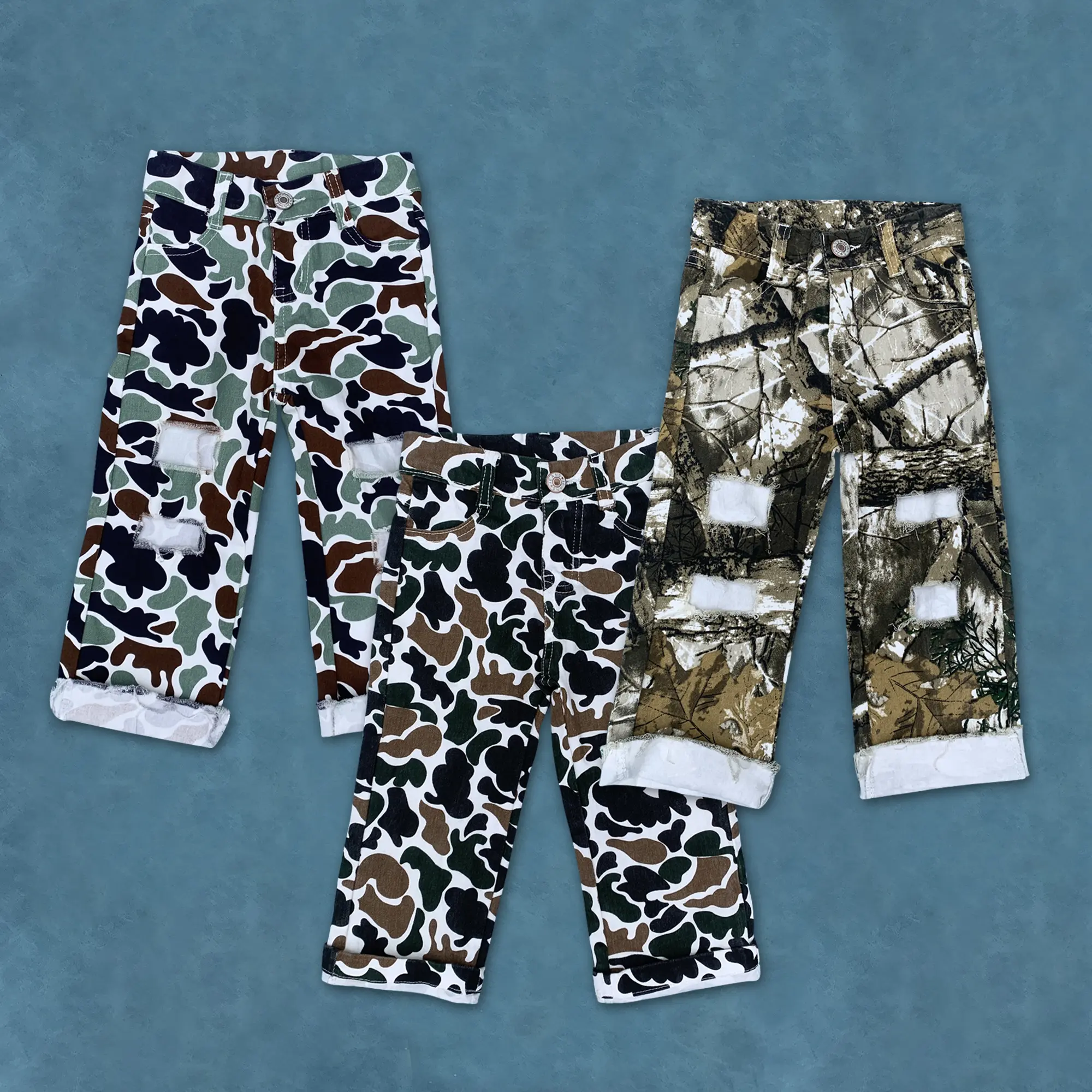 Kids boy camouflage denim straight pants
