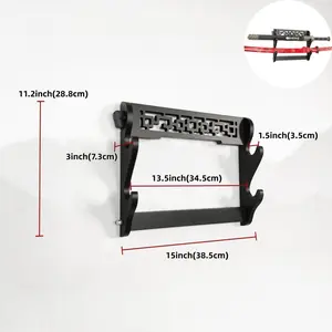 2-layer Japanese Wall Katana Shelf Support Wooden Sabre Cosplay Porp Stand Holder Display Real Size Japanese Katana Holder