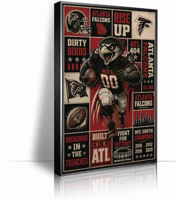 [25% OFF] [UNFRAMED]    Atlanta Falcons  Wall Art, Vintage Football Poster, Falcons Fan Gift, Sports Wall Decor, Man Cave Decor,