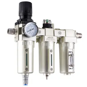 VEVOR Air Compressor Filter Regulator, 1/2 NPT 3-Stage 5m 0.3m 0.1m Air Drying System with Micron Filters and Desiccant Dryer, Auto Drain Air Compressor Water Separator 175PSI Max Pressure