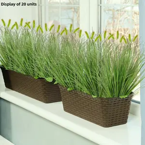 Artificial Grass Plant, 20 Bundles UV Resistant Artificial Grass Plant, Outdoor Artificial Wheat Grass, Fake Green Stems, Suitable for Outdoor and Indoor Home Garden Decoration