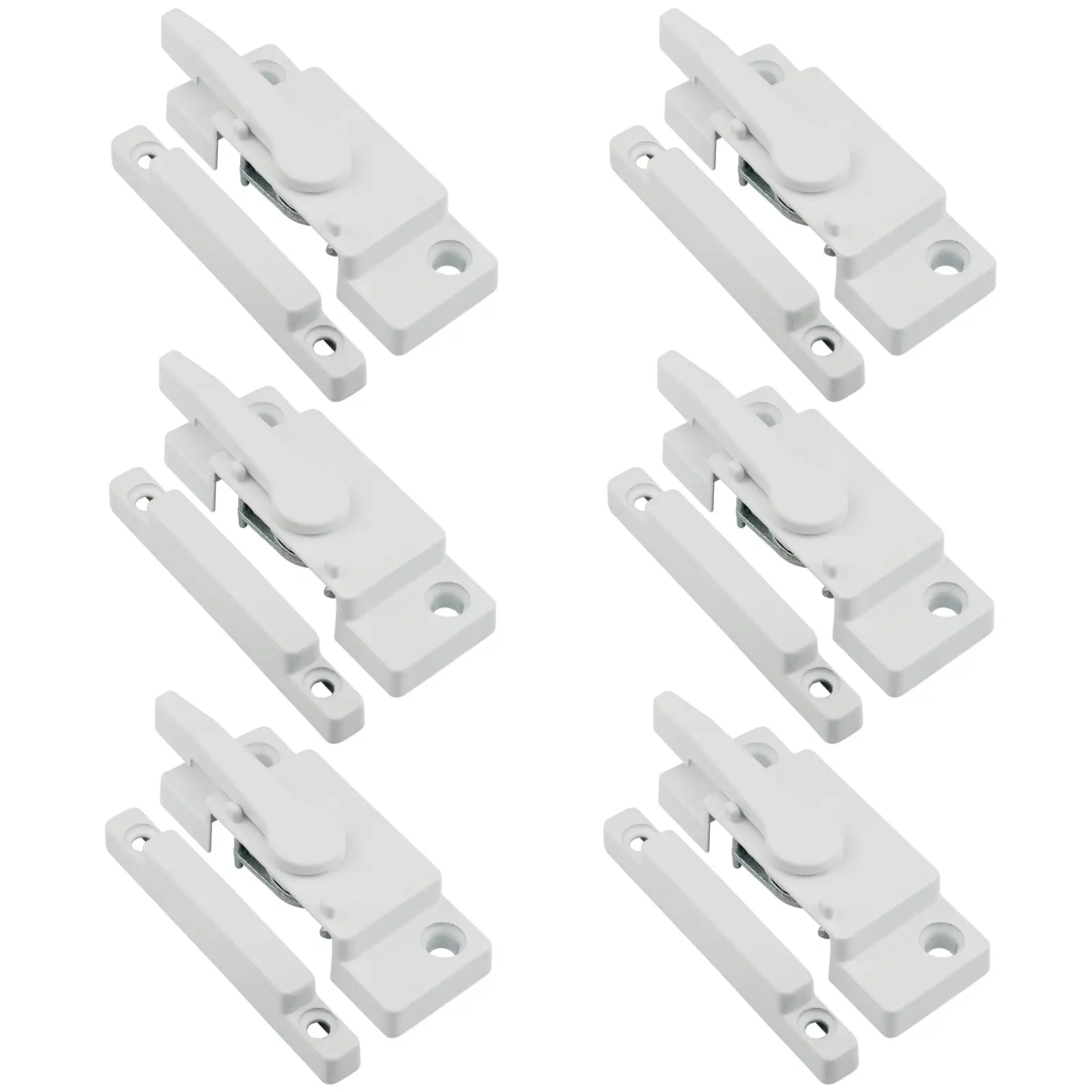 6 Pack Window Sash Locks Latch Cam Action White For Double Hung Security Viny Latches With Keeper Diecast Replacement Parts Vertical And Horizontal Sliding Windows