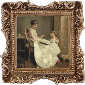 Picture Frames 3x3 Square Bronze - Antique Ornate Small Picture Frames with Hooks and Easel Stand Wallet Size Victorian Decor for Gallery Wall and Tabletop