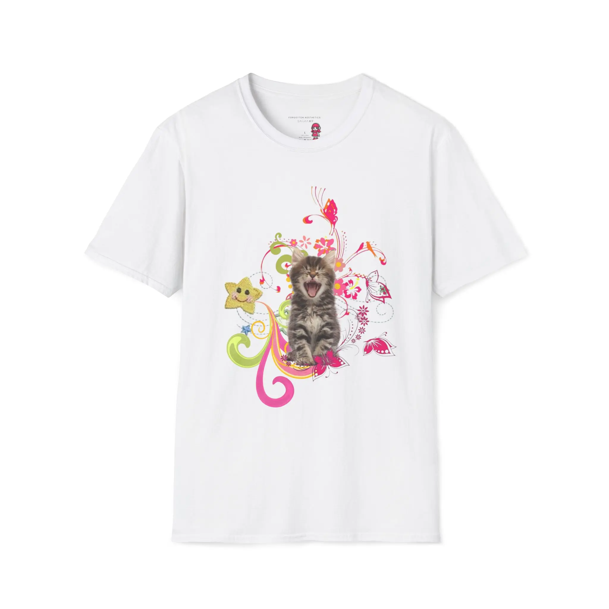 Unisex Casual Classic Basic Short-Sleeve Tops, Happy Frutiger Metro Adorable Kitty T-Shirt for Men and Women