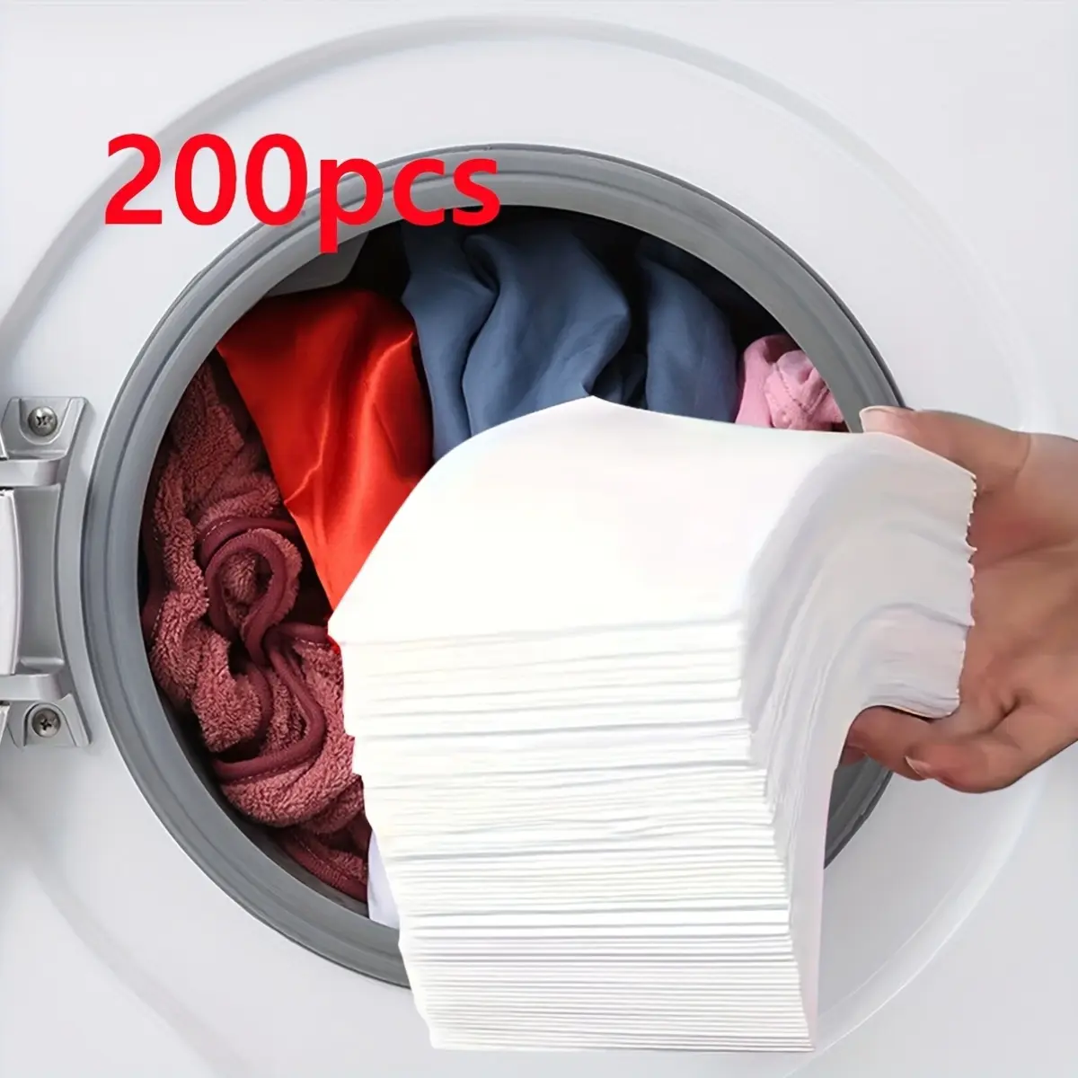 200pcs White Laundry Sheets - Color Absorbent Paper, Suitable for Mixed Washing, Washing Machine Accessories