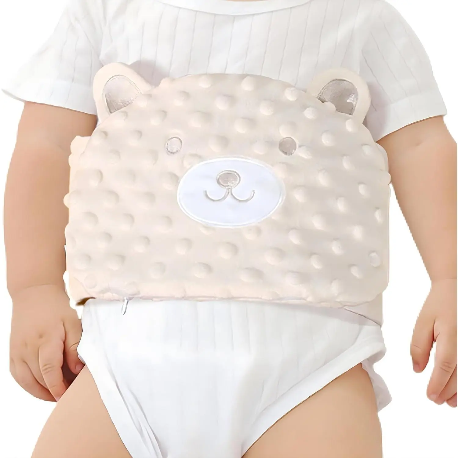 Baby Colic Relief Band - Heated Abdominal Wrap with Buckwheat Hull, Infant Tummy Warmer for Gas Bloating & Stomach Discomfort (Beige)