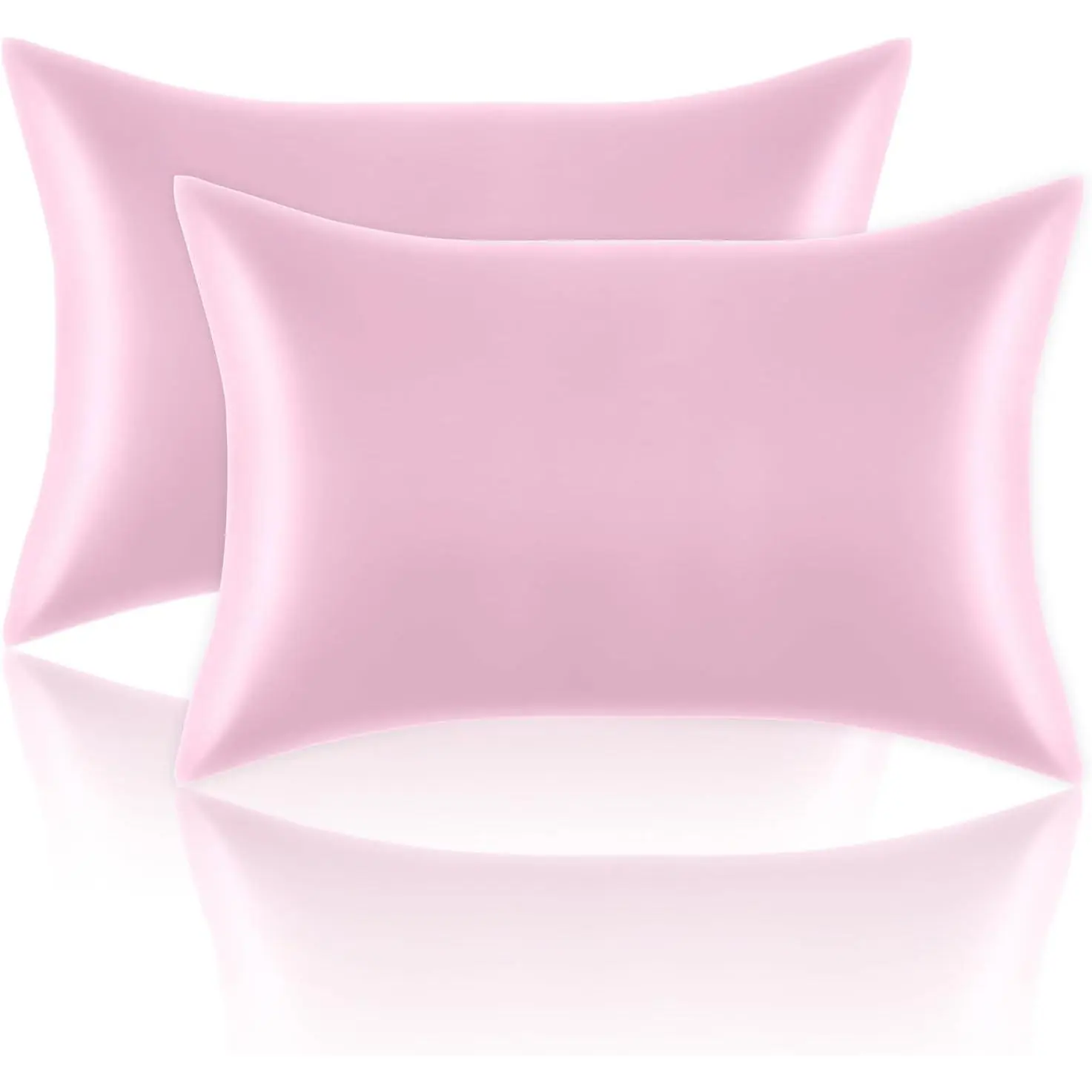 Satin Pillowcases Standard Set of 2 - Silk Soft Pillow Cases for Hair and  20x26 inches, Pink Satin Pillow Covers 2 Pack with Envelope Closure for Home,School, Hotel
