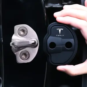4Pcs Tesla Car Silicone Door Lock Cover Shock Absorber Protective Sticker for Tesla Model 3 Y S X Roadster SpaceX Cybertruck Car Accessories Sticker For Cars Car Decals