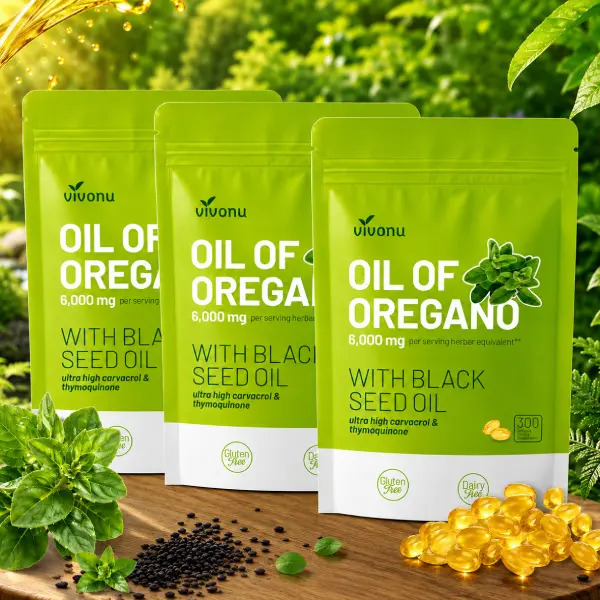 1-3 Pack Oil of Oregano with Black Seed Oil, Organic Oregano Oil Softgels, Balanced Oregano Oil Capsules, Non-GMO Supplement (300 Softgels 1 Pack)