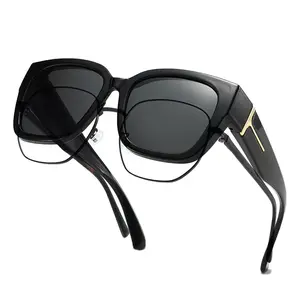 Mirrored Sunglasses Polarized Fit Over Glasses for Women Men for Driving - Trendy Large Square Oversized UV400 Protection Sun Glasses