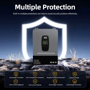 DATOUBOSS 12KW Hybrid Solar Inverter 120/240V, 13KW PV, Off-Grid/Grid-Tie with Battery Backup for Home, RV & Farm