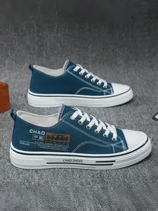 Men's Breathable Canvas Sneakers, Casual Low Top Shoes for Teenagers, Simple Academy Style Footwear, Comfortable Walking Shoes, Sports Shoes