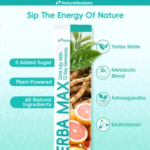 NatureNewborn Yerba MAX Instant Powder 20 Serving Options Multivitamin Ashwagandha No Added Sugar Healthcare Tea for Fitness & Edible Dietary Supplement