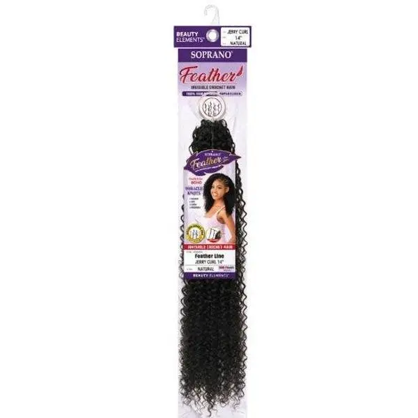 Soprano Feather 100% Unprocessed Virgin Human Hair Invisible Crochet – Jerry Curl 14" (50 Strands/100 Folded)