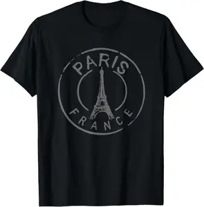 Vintage Retro Paris France Eiffel Tower Love Men Women Kids T-Shirt