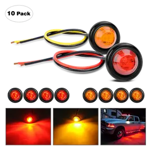 Nilight 3/4 in Amber-Red Round LED Marker Kit, 10-Piece Trailer & Tow Lights for Automotive & Motorcycle Use, Trailer Light Kit, Tow Lights Kit
