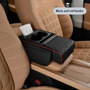 Auto Center Console Armrest Cushion with 2 Cup Holder Armrest Heightening Pad Auto Amrest Pillow Cover Pad for All Seasons