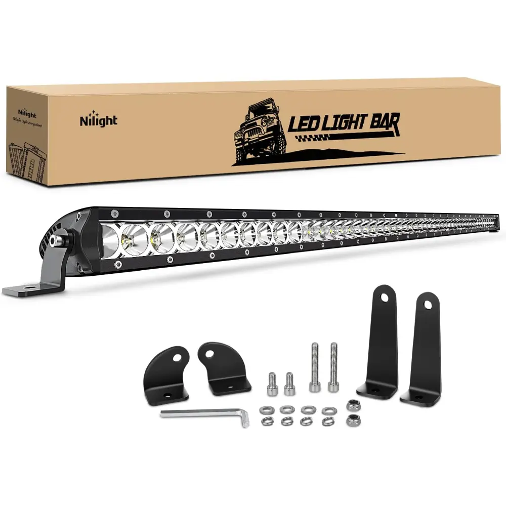 Nilight 41in 200W High Power LED Light Bar, 19000LM Single Row 3D Spot-Flood Combo LED Work Light for Off-Road Vehicles, Boats, Light Bulbs